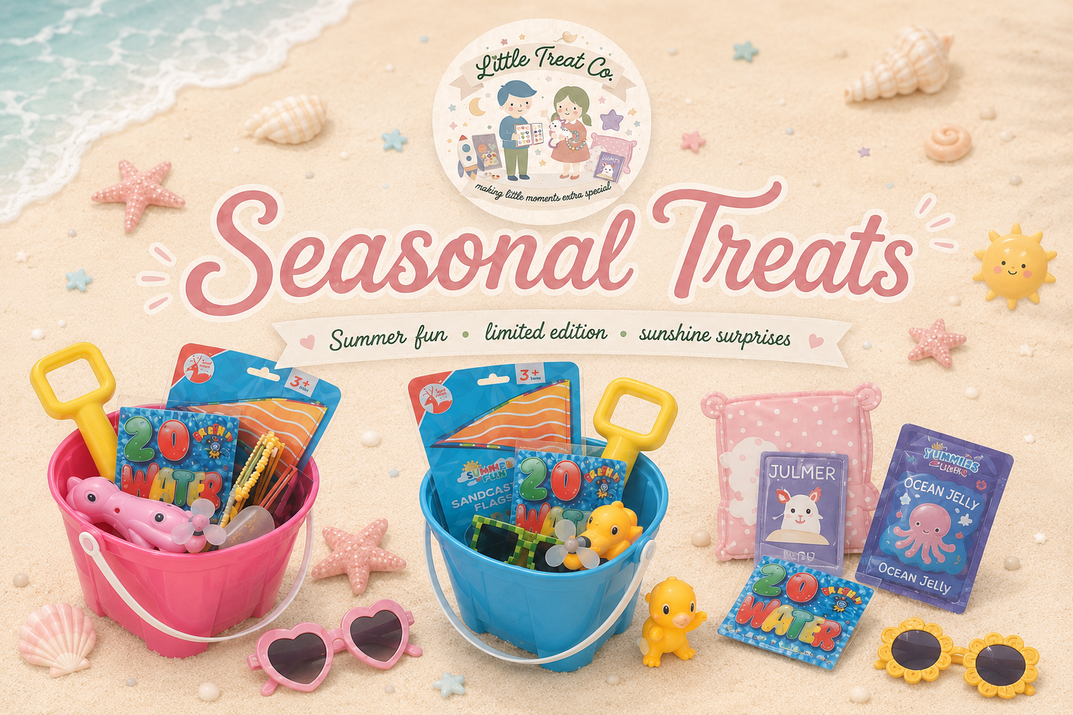 Little Treat Co seasonal treat boxes — summer, Christmas and Halloween